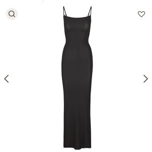 Skims black long slip dress in onyx